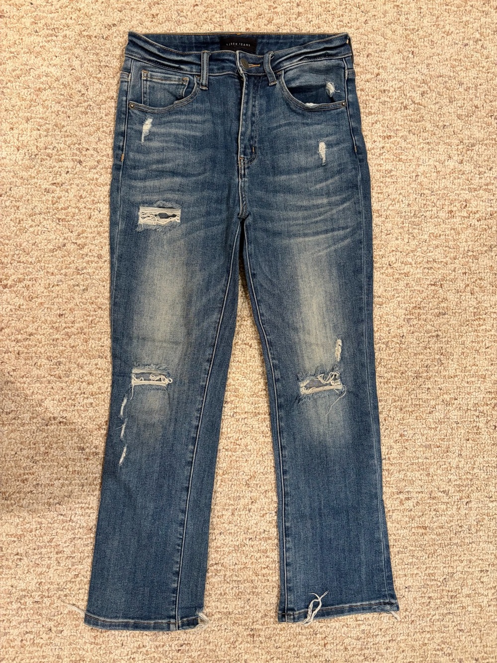 Risen Jeans Distressed Skinny Jeans in Blue